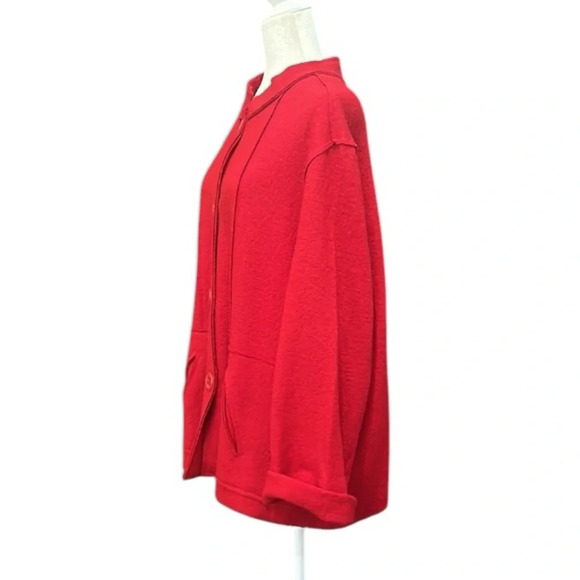 Coldwater Creek Wool Blend Button Front Cardigan Blazer Red Size XL - Picture 7 of 12